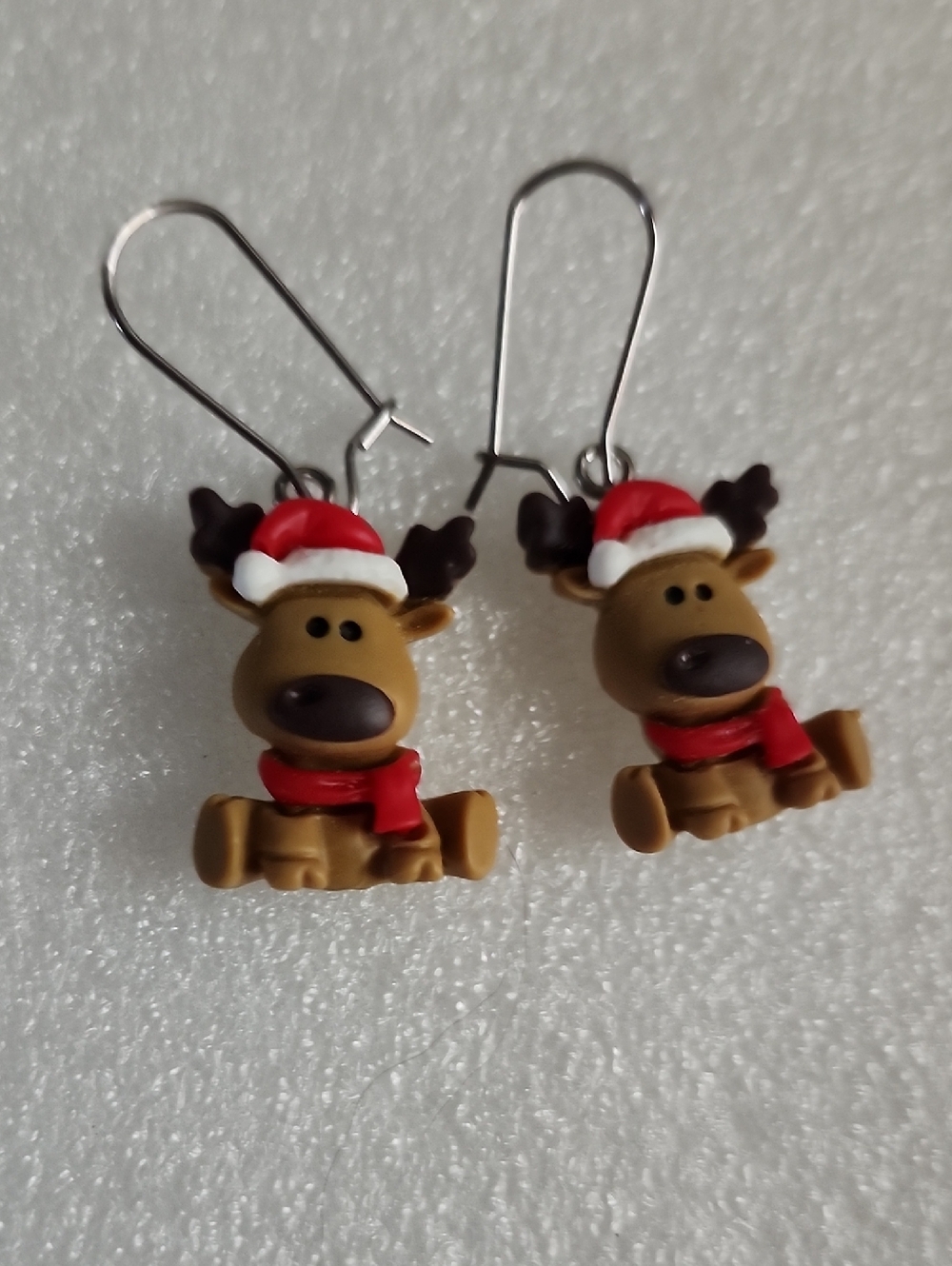 Festive Reindeer Drop Earrings - Brown Reindeer with Red Scarf
